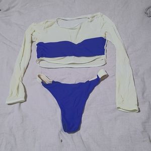 Blue and yellow 2 piece bikini